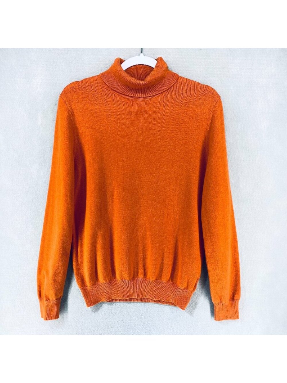Comosoffer Sweater Womens M Pumpkin Orange Wool Blend Turtleneck Fall